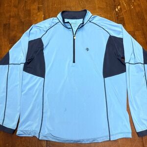 Coolibar 1/4 Zip Sun Shirt Mens XL Blue UPF 50+ Long Sleeve Performance Top‎